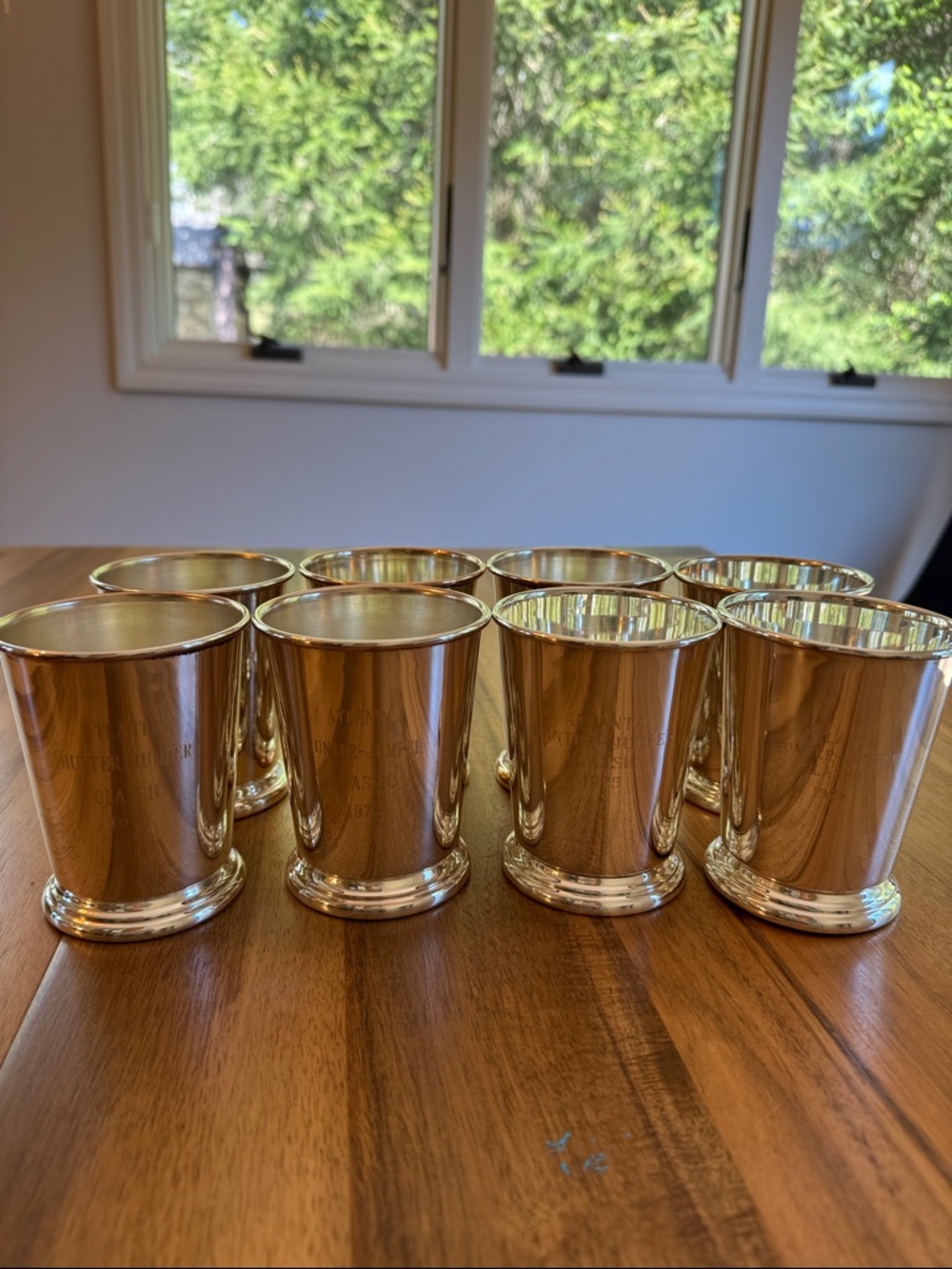 Vintage Mint Julep Cups Set 8 Atlanta Hunter Jumper Classic Sheridan Silverplate - Picture 4 of 17